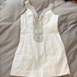 Lilly Pulitzer White Dress with Gold Accents